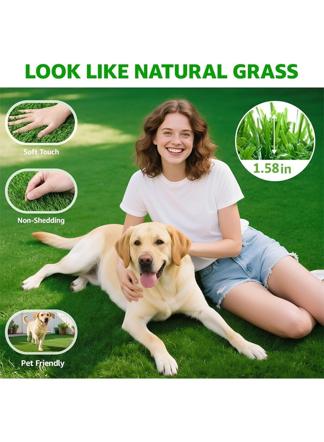 إتش كيو جيمنغ سجادة عشب صناعي للاستخدام الداخلي والخارجي، عشب صناعي واقعي، سجادة عشب صناعي مع فتحات تصريف للفناء والشرفة والساحات والحدائق (4م × 1م) - Image 3